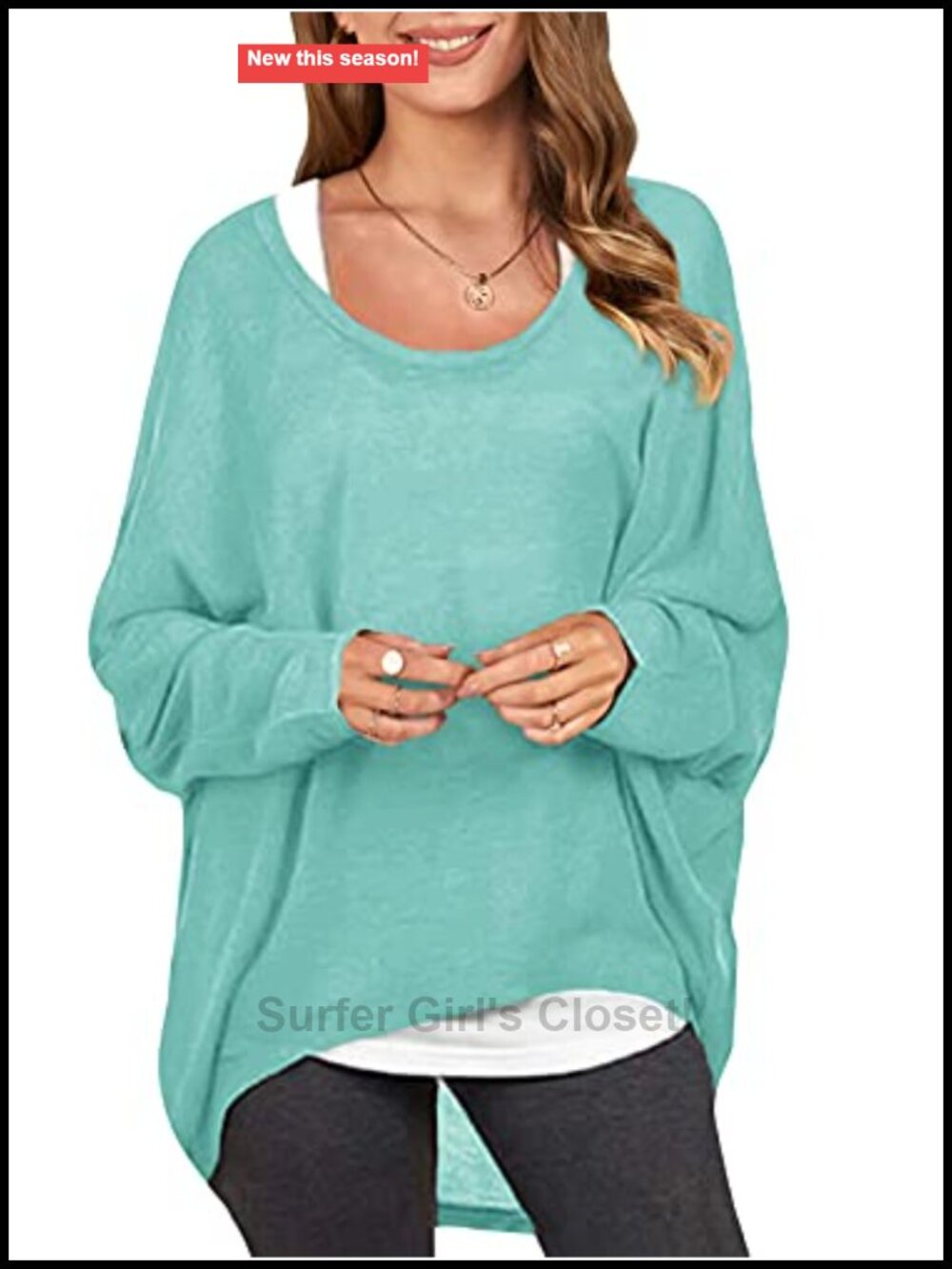 Off the Shoulder Batwing Top Loose Oversized Pullover Long Sleeve